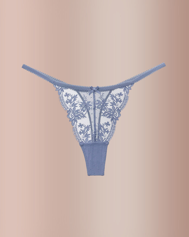 Curvvvy® BlossomLace – Tanga de encaje bordado francés y diseño transparente
