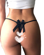 Curvvvy® BlossomLace – Tanga de encaje estilo pestaña con tiras finas y lazo floral