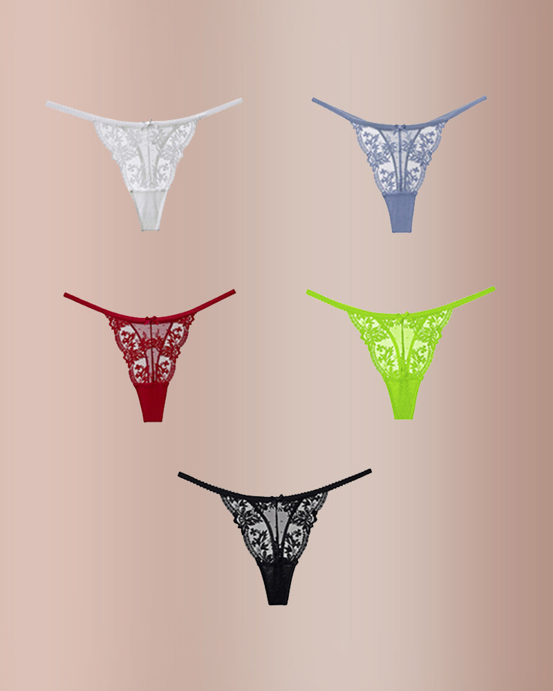 Curvvvy® BlossomLace – Tanga de encaje bordado francés y diseño transparente