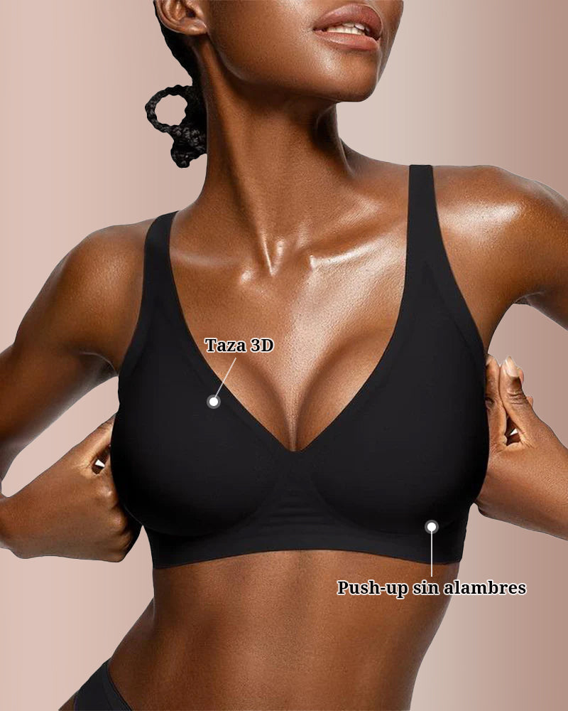 Brasier sin varilla y sin costuras con escote en V