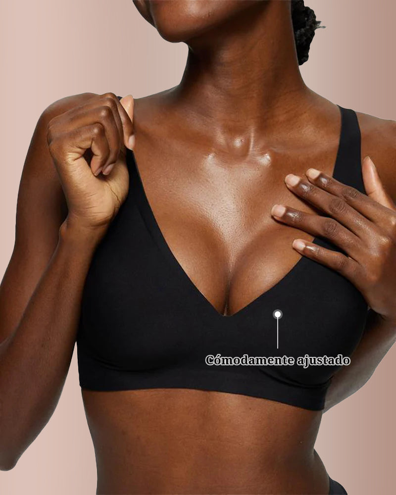 Brasier sin varilla y sin costuras con escote en V