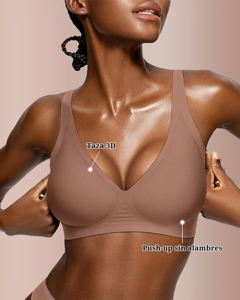 Brasier sin varilla y sin costuras con escote en V