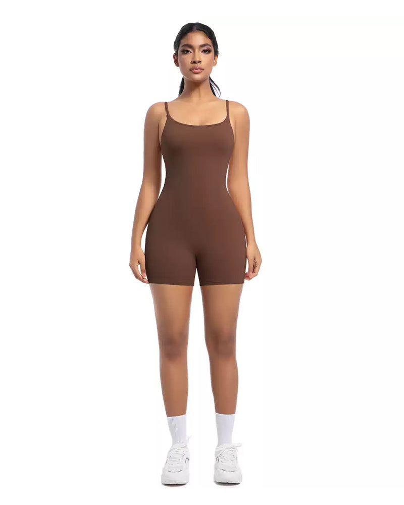 Enterizo deportivo corto con efecto segunda piel