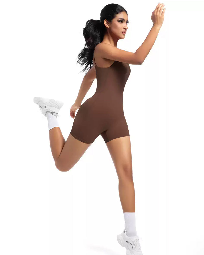 Enterizo deportivo corto con efecto segunda piel