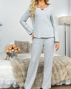 Curvvvy BlackEase – Set pijama negro de manga larga y pantalón🖤