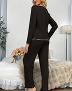 Curvvvy BlackEase – Set pijama negro de manga larga y pantalón🖤