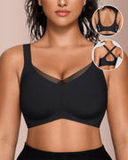 Curvvvy® Sujetador Escote en V con Malla Cruzada