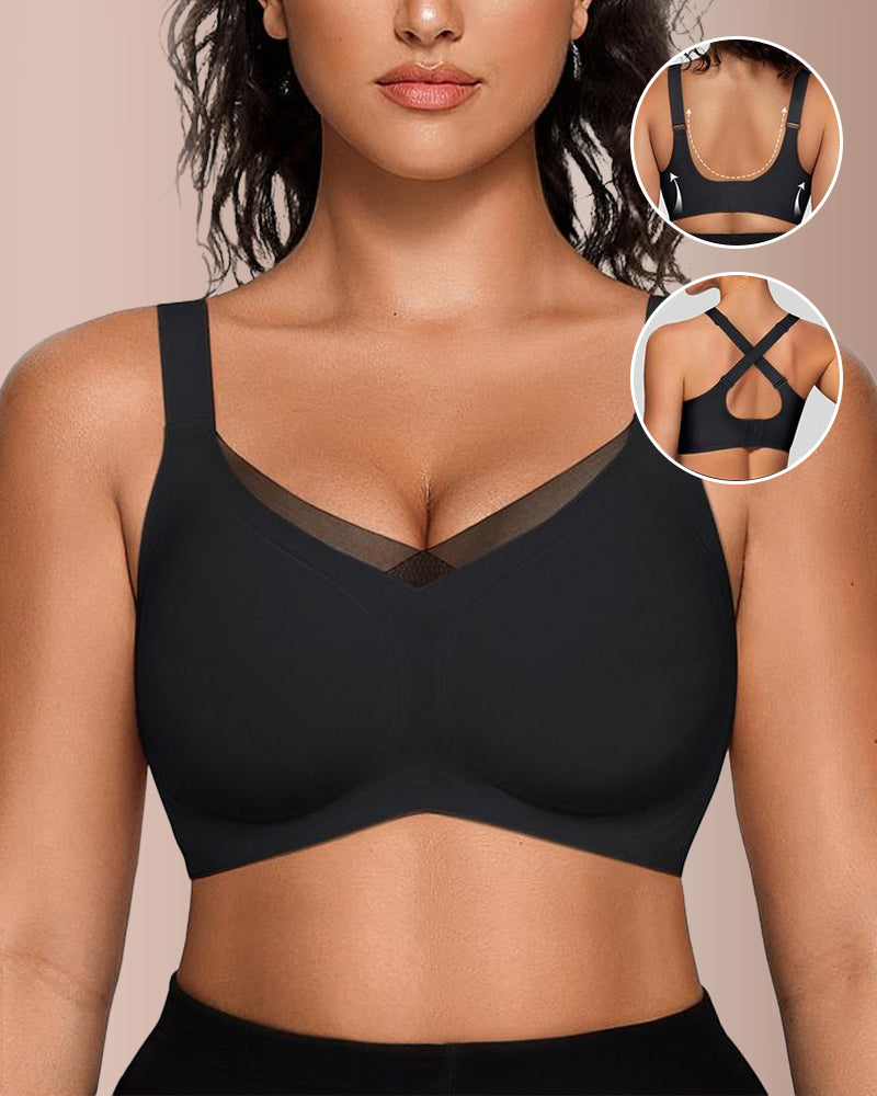 Curvvvy® Sujetador Escote en V con Malla Cruzada