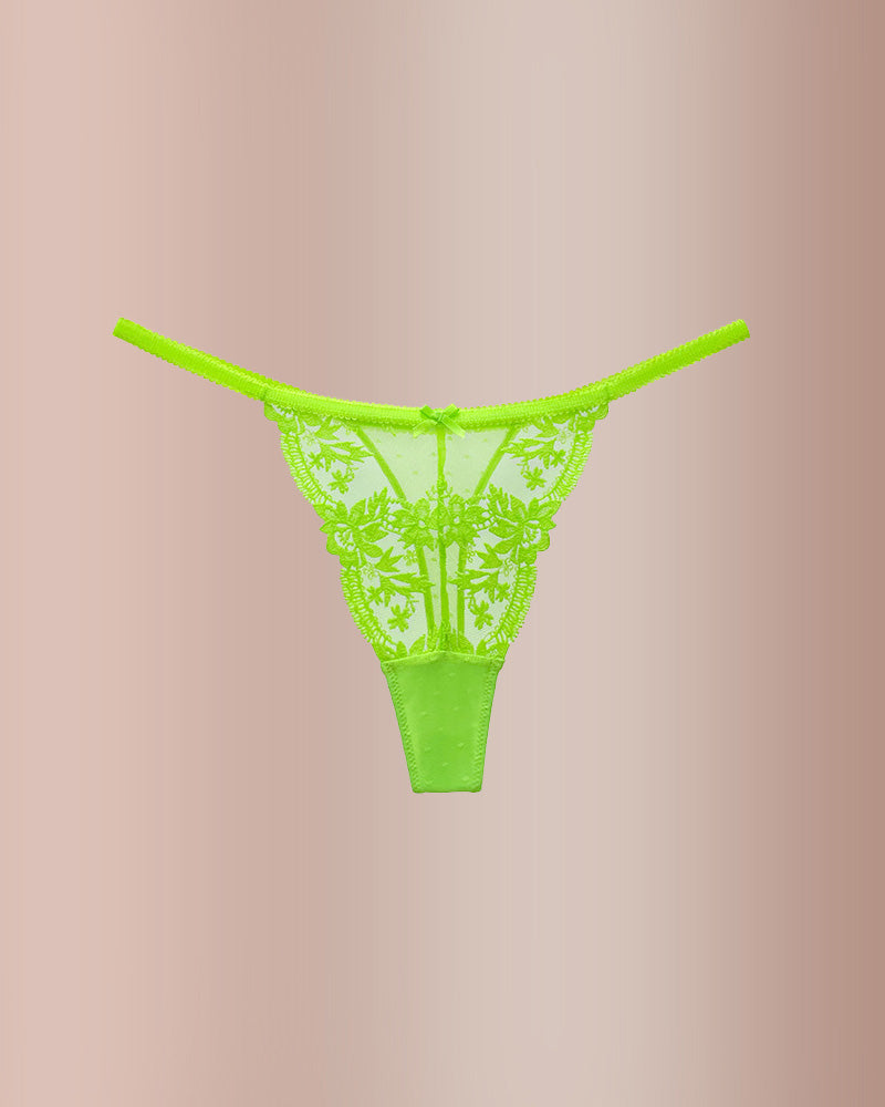 Curvvvy® BlossomLace – Tanga de encaje bordado francés y diseño transparente