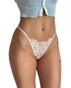 Curvvvy® BlossomLace – Tanga de encaje estilo pestaña con tiras finas y lazo floral