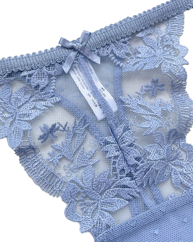 Curvvvy® BlossomLace – Tanga de encaje bordado francés y diseño transparente